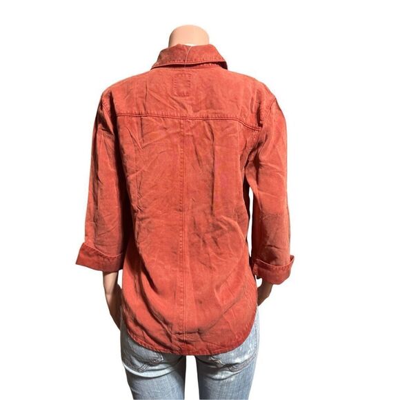 Bundle 2 Women 3/4 sleeve tencel button-down walnut and cinnamon shirts M - Picture 6 of 7